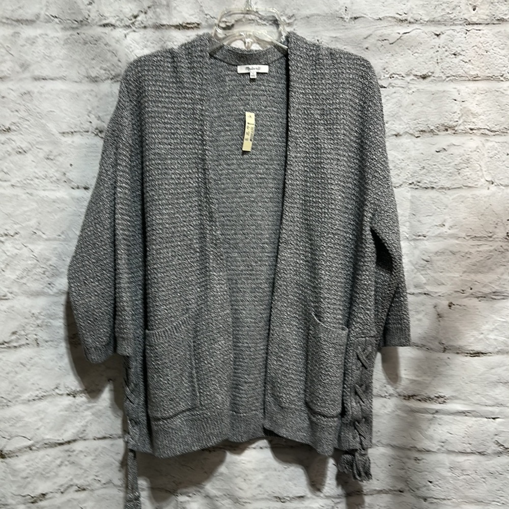 Madewell Gray side lace sweater size Small new with tags.